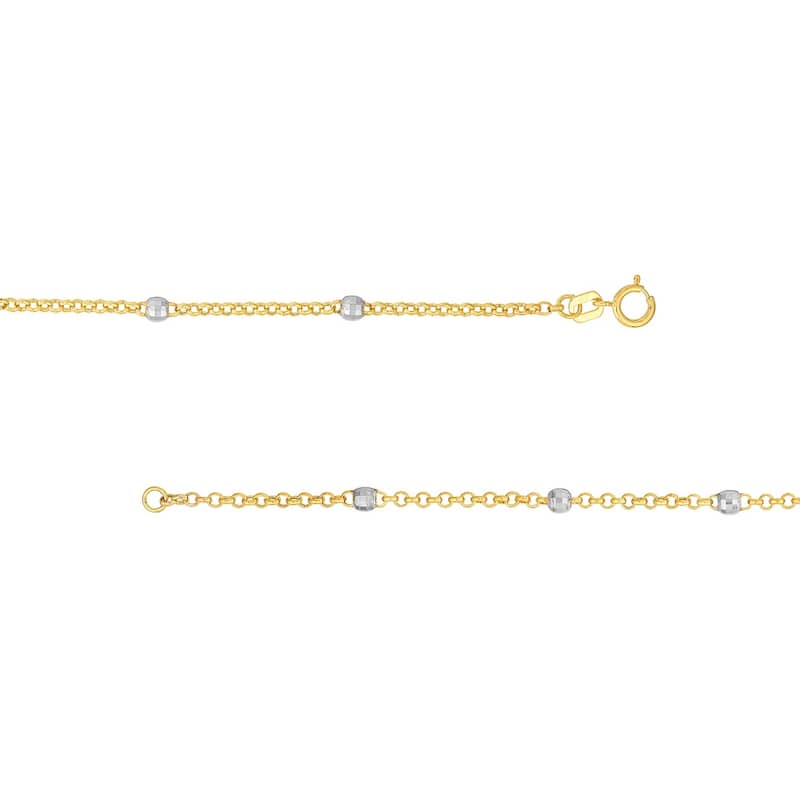 Curata 14k Two-tone Gold 3mm Two Tone Disco Bead Rolo Chain Necklace