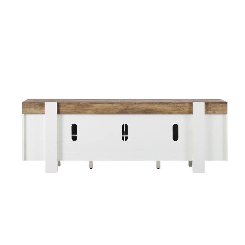 Modern Farmhouse TV Stand, Wood Entertainment Center for Living Room