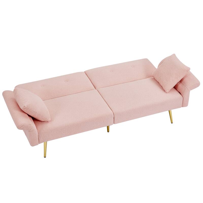 Loveseat with Side Pocket, Sleeper Sofa Bed with Foldable Armrest, Accent Sofa with Adjustable Backrest