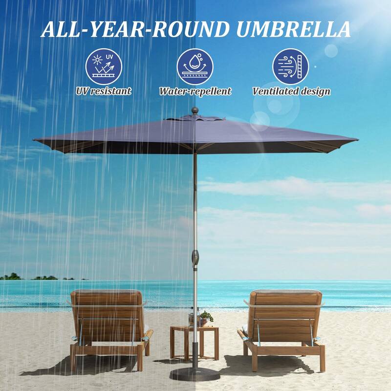 Rectangle Patio Umbrella with Crank Lift and Tilt Function 