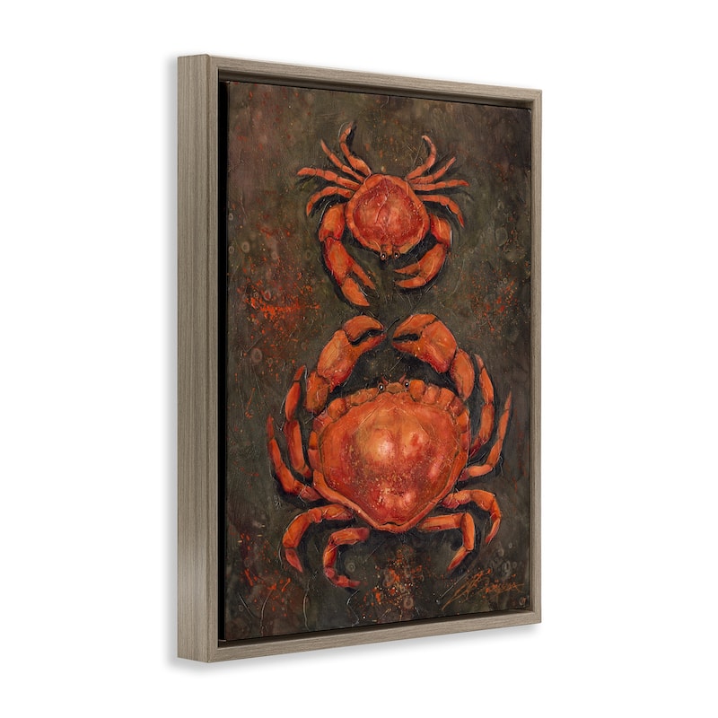 Stupell Small & Large Crab Pair Framed Floater Canvas Wall Art Design By Jody Bergsma