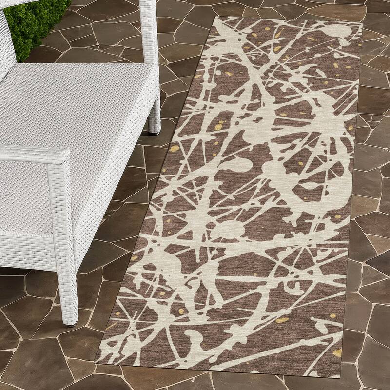 Machine Washable Indoor/ Outdoor Modern Campo Chantille Rug - Chocolate - 2'3" x 7'6"
