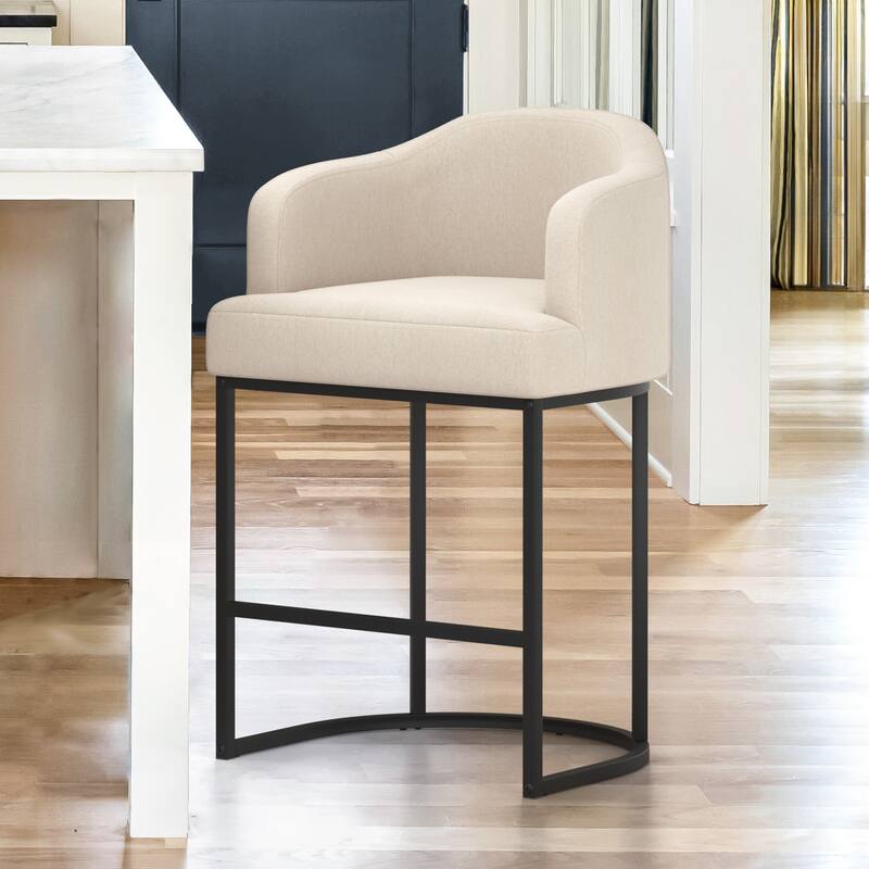 26 in. Bar Stools Upholstered Counter Stools Modern Low Back Metal Kitchen Island Stools - 22.7" W x 21" D x 35.2" H