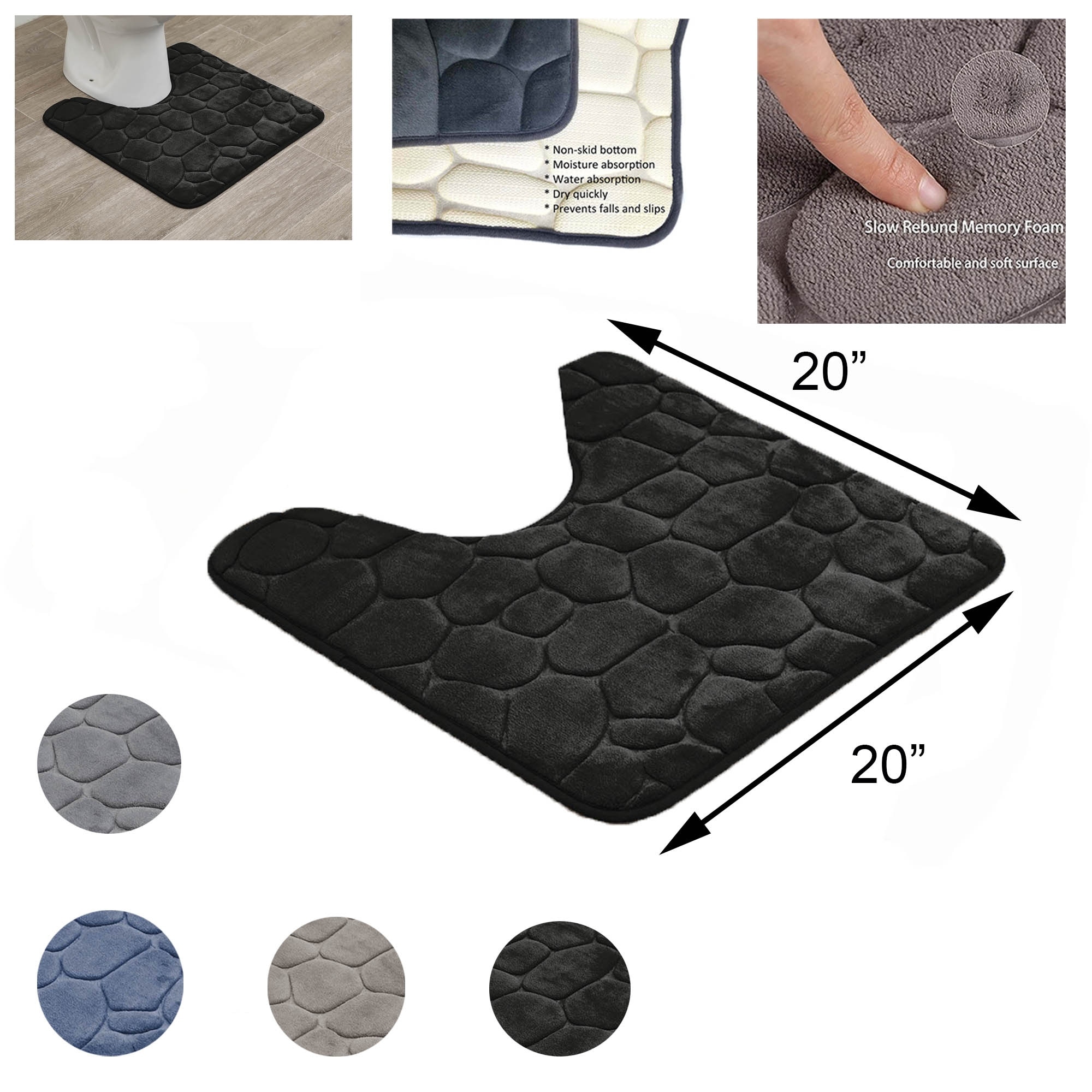 3D Cobble Taupe 20 in. x 32 in. Stone Shaped Memory Foam