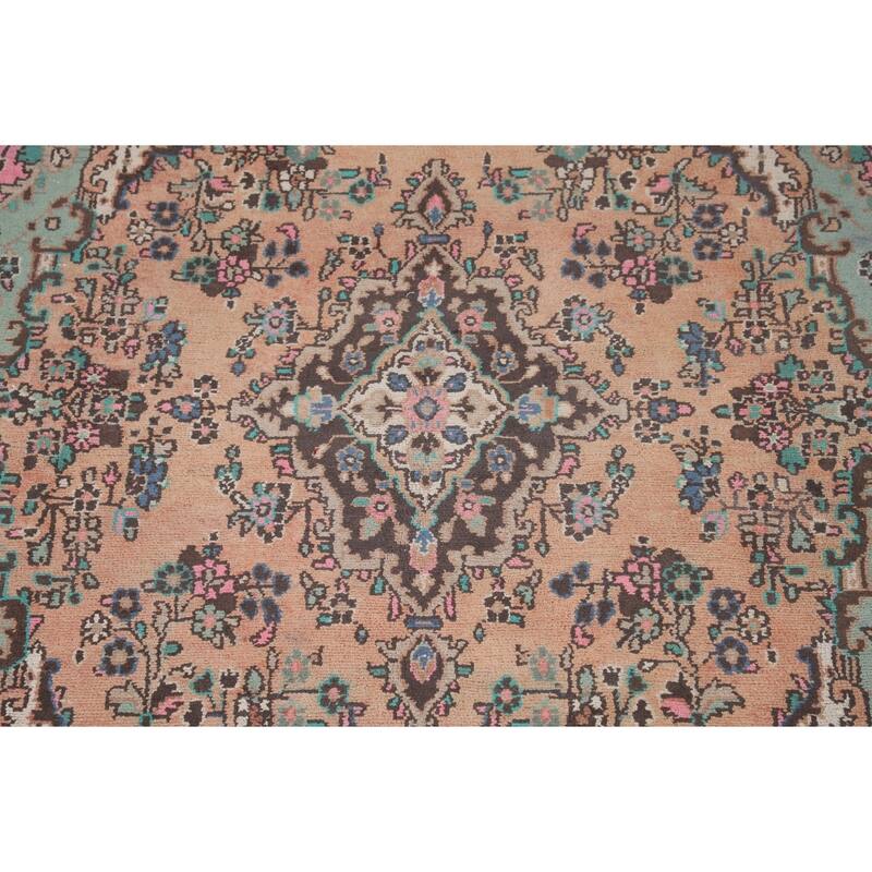 Traditional Hamedan Persian Vintage Rug Hand-Knotted Wool Carpet - 7'0"x 10'6"