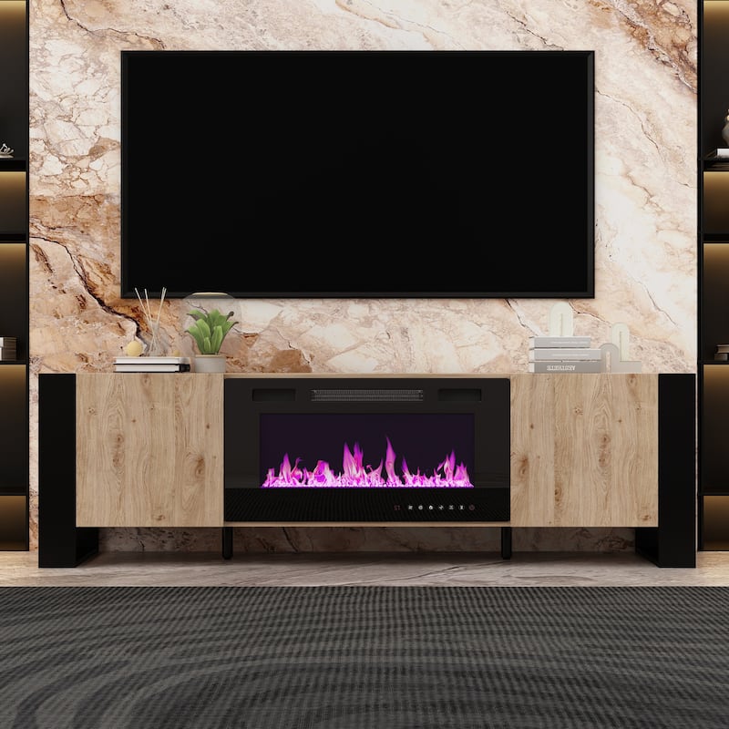 Luxurious TV Stand & Fireplace Combo Integrated LED Fireplace Features