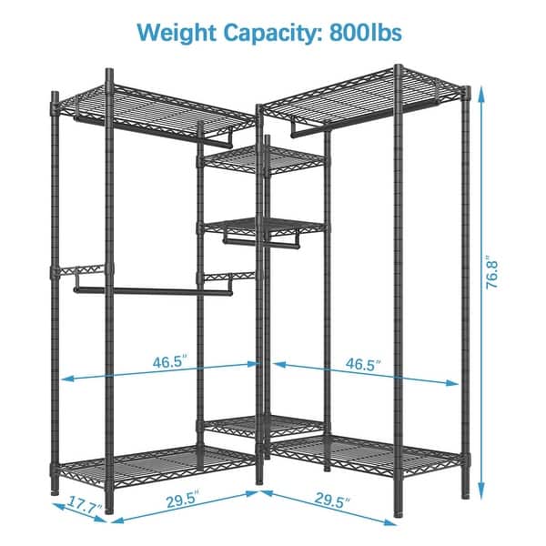Heavy Duty Clothes Rack L Shape Clothing Rack Wire Garment Rack ...