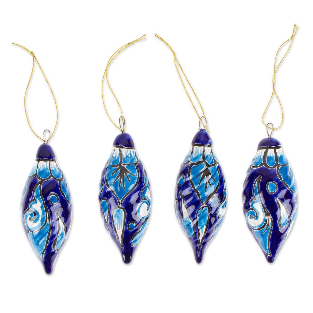 Novica Handmade Lapis Ambience Ceramic Ornaments (Set Of 4)