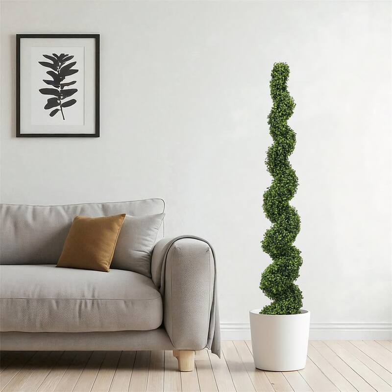2-Pack 6FT Artificial Spiral Topiary Trees