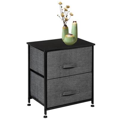 Night Stand/End Table Storage Tower with Sturdy Steel Frame,Grey