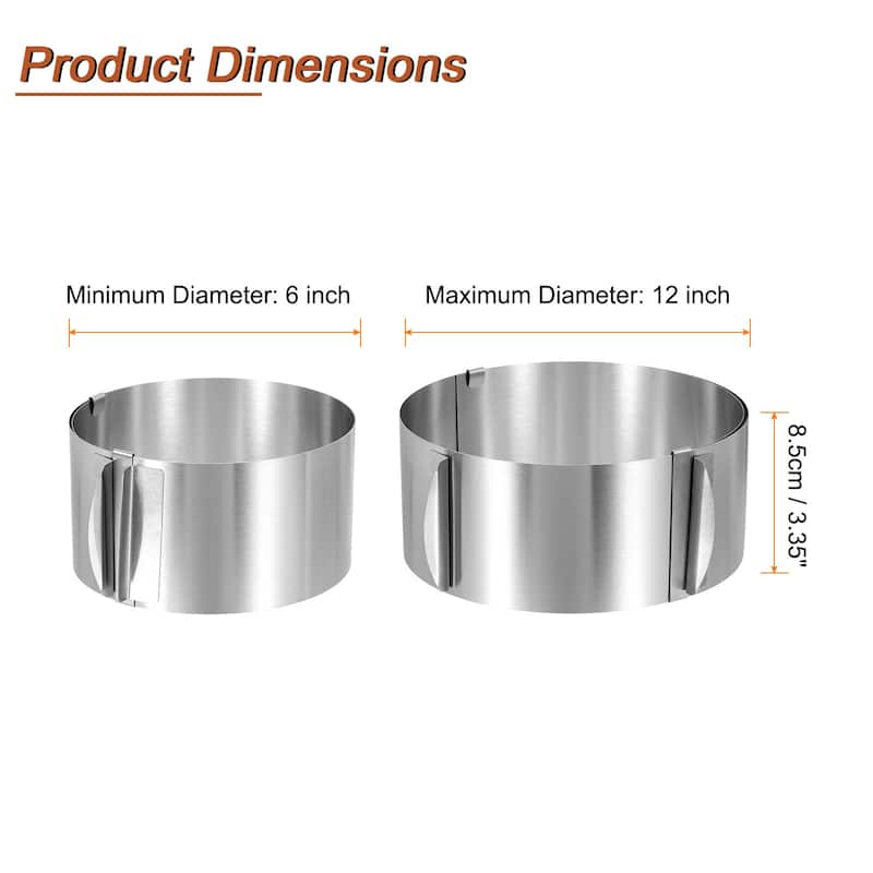 2Pcs Cake Ring 6cm Adjustable Round Cake Ring Mousse Baking Moulds - 8.5cm