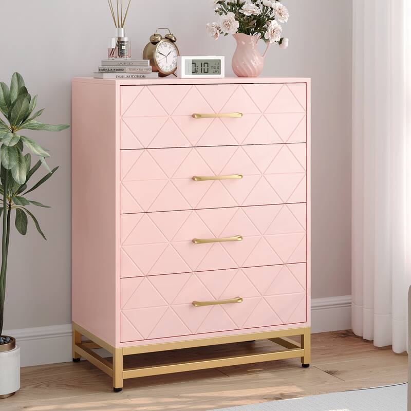 4 Drawer Dresser with Metal Handle for Bedroom