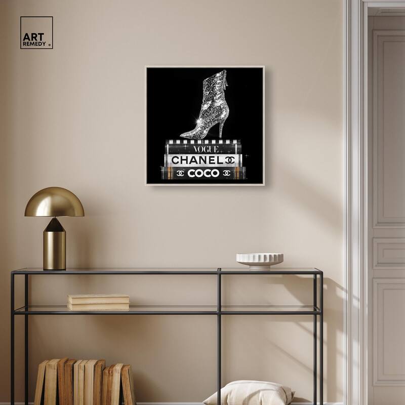 Cosmic Heel Boot and Books Canvas by Art Remedy