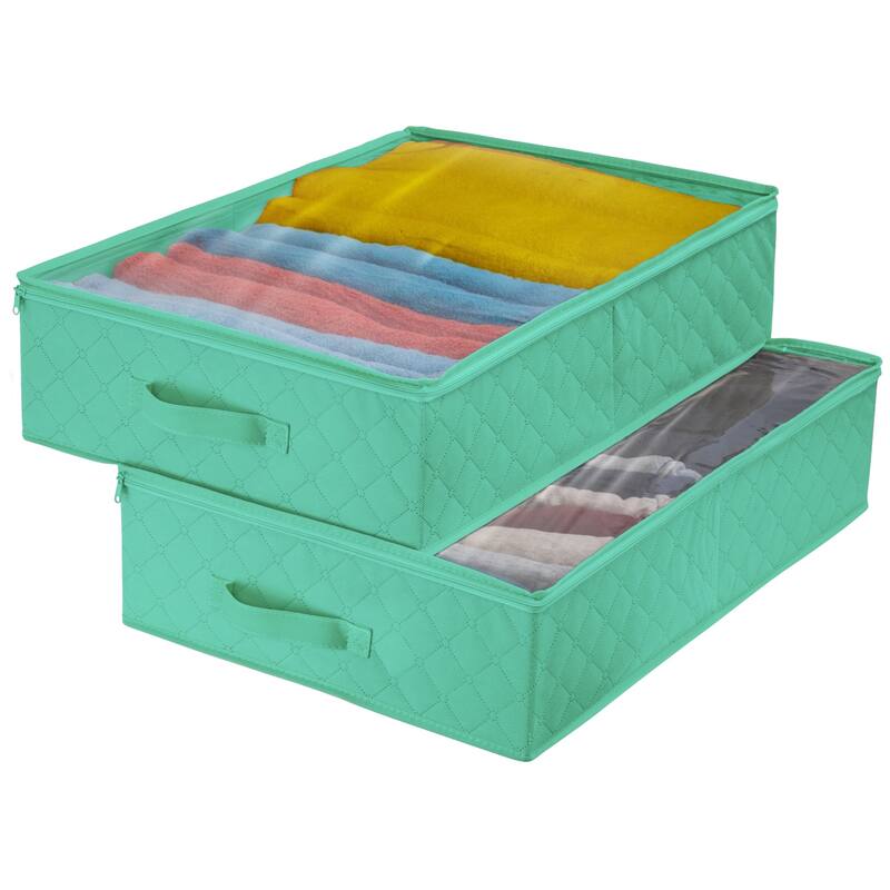 Storage Bags Closet & Underbed Organizer Set, Clear Cover, Foldable with Carry Handles (2-Pack)