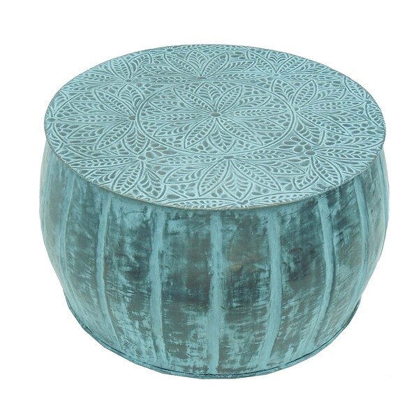Shop Round Accent Metal Drum Coffee Table with Patina ...