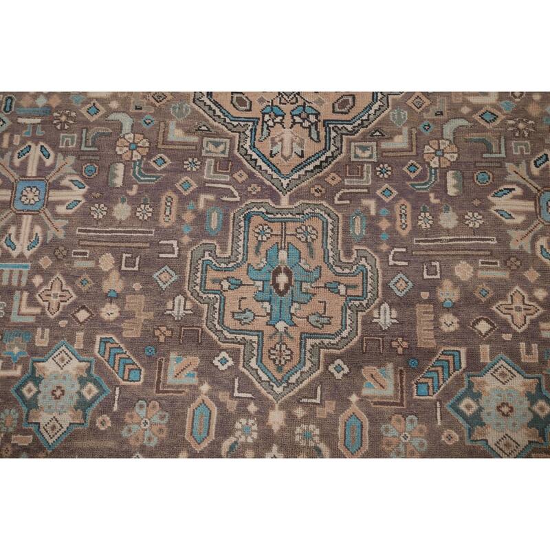 Brown Distressed Tabriz Vintage Persian Area Rug Handmade Wool Carpet - 8'3" x 11'4"