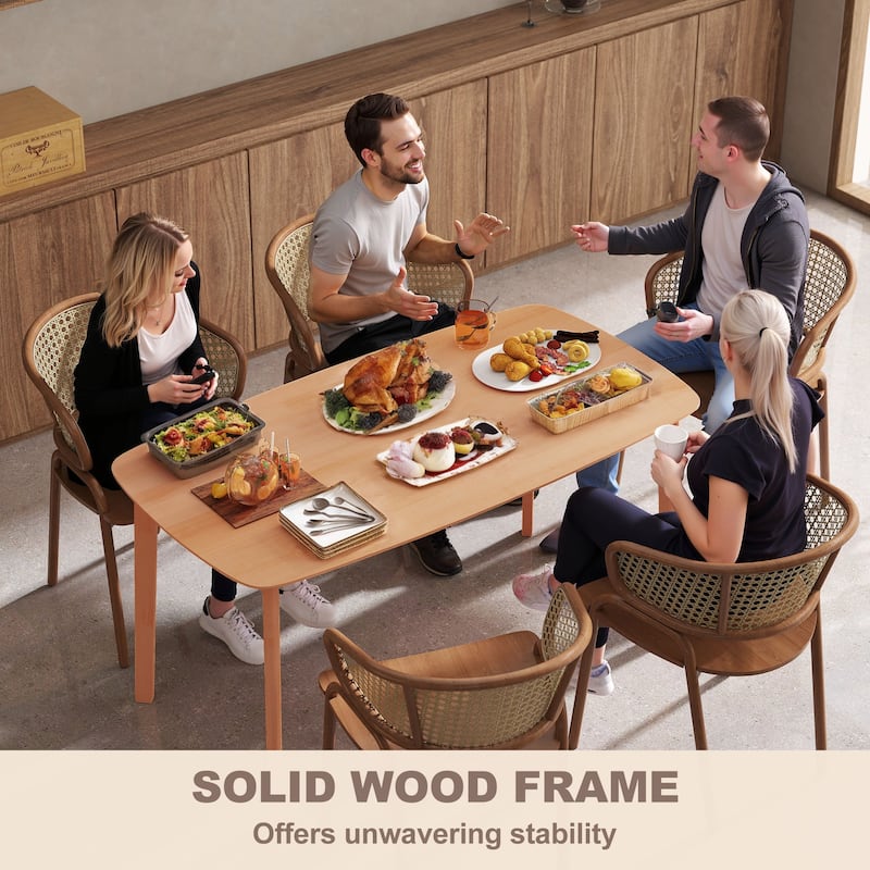 HOMCOM Solid Wood Dining Table for 6 People, 47" Long Rustic Rectangular Kitchen Table with Large Tabletop for Dining Room