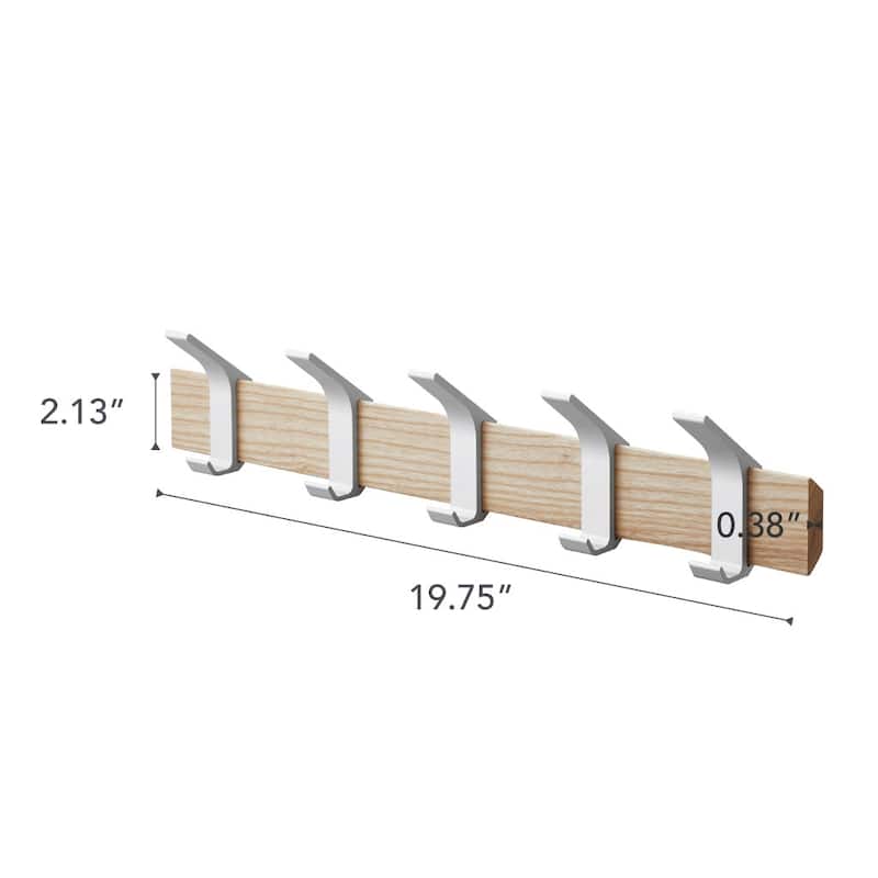 Yamazaki Home Wall-Mounted Coat Rack, Steel and Wood - L 2.56 x W 19.69 x H 3.94 inches