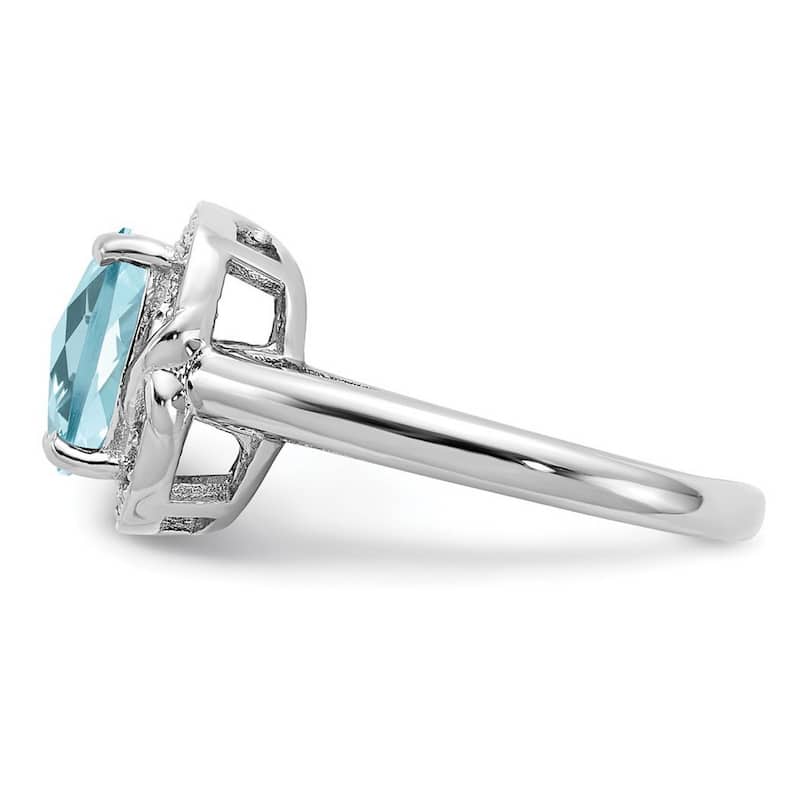 Curata 925 Sterling Silver Diamond and Light Swiss Blue Topaz Ring