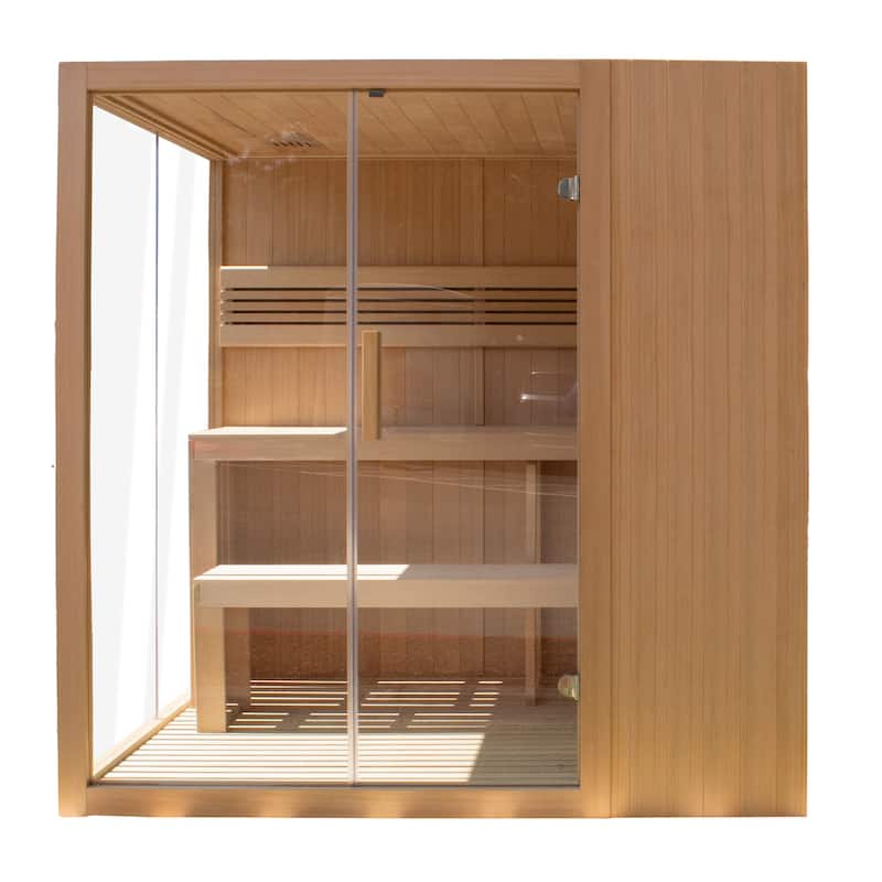ALEKO Canadian Hemlock 4 Person Indoor Wet Dry Sauna with UL Certified Heater