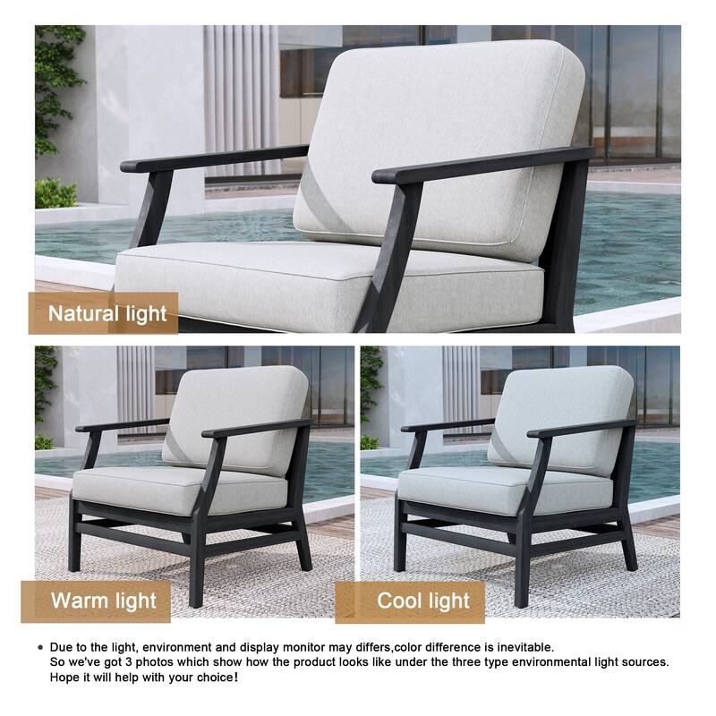 2 Set Patio Teak Wood Outdoor Chair with Cushions