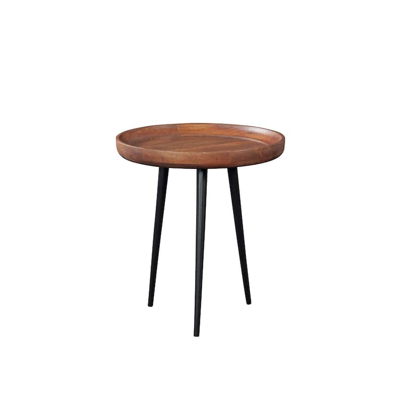 Venice Mango Brown Round Tray Top End Table - On Sale - Bed Bath ...