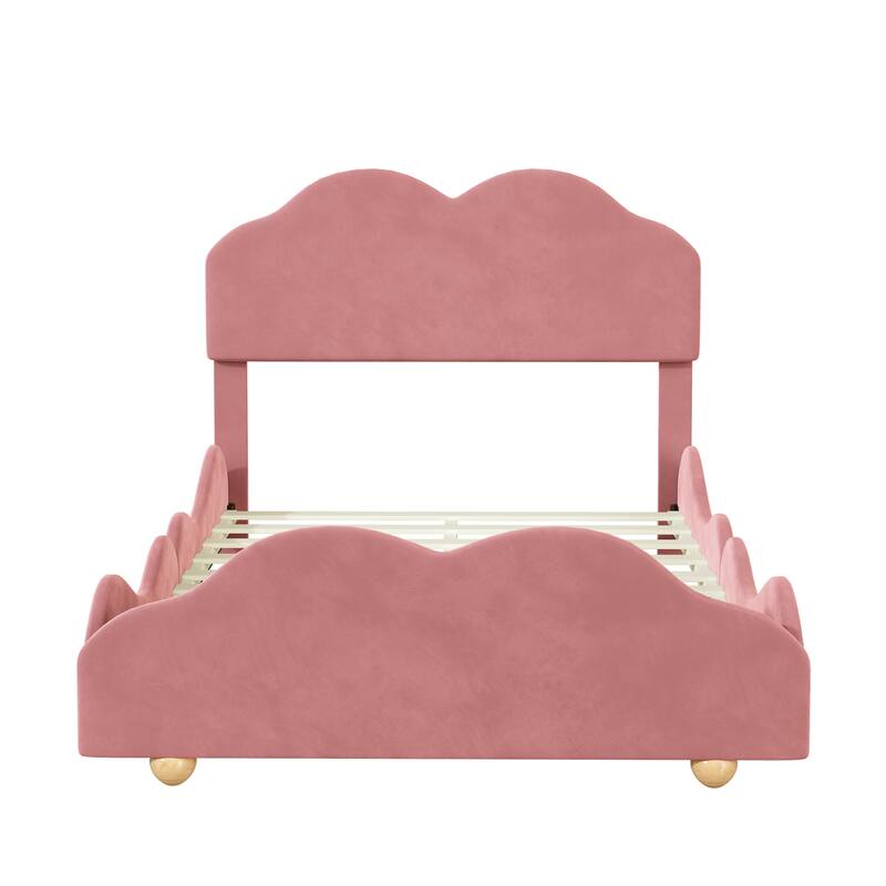 Upholstered Platform Bed with Cloud Shaped bed board