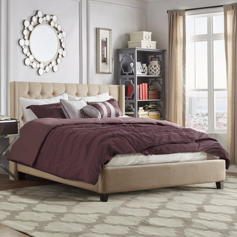 Detmold Wingback Button Tufted Queen Bed