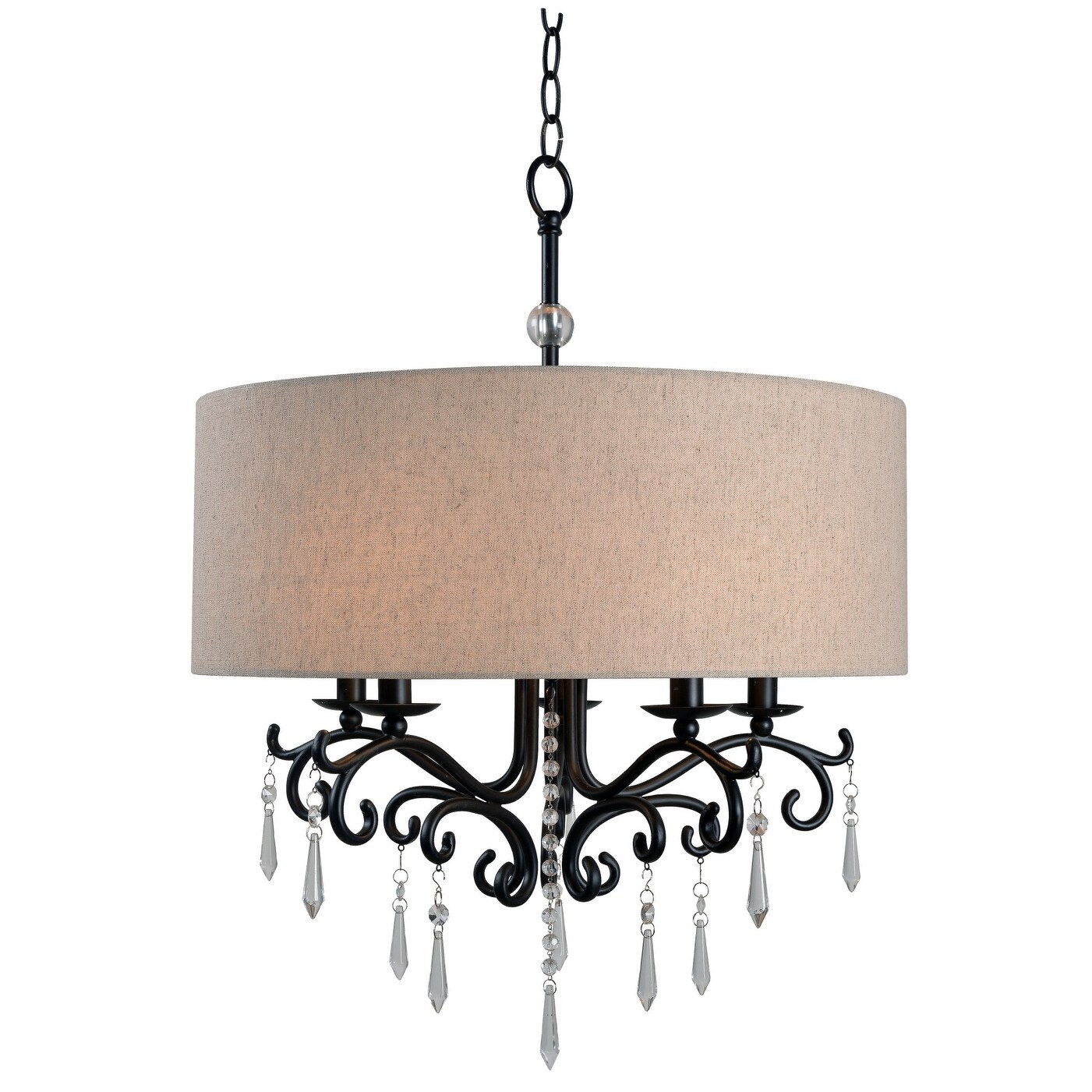 Kenroy Home 93368  Lucille 5 Light 20" Wide Chandelier with Beige Fabric Shade and Hanging Accents - Chandeliers For Bedrooms by Overstock.com