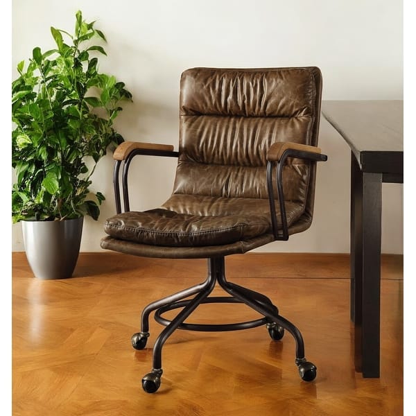 Coffee and Dark Brown Swivel Leather Rolling Executive Office Chair Coffee and Dark Brown Swivel Leather Rolling Executive Office Chair