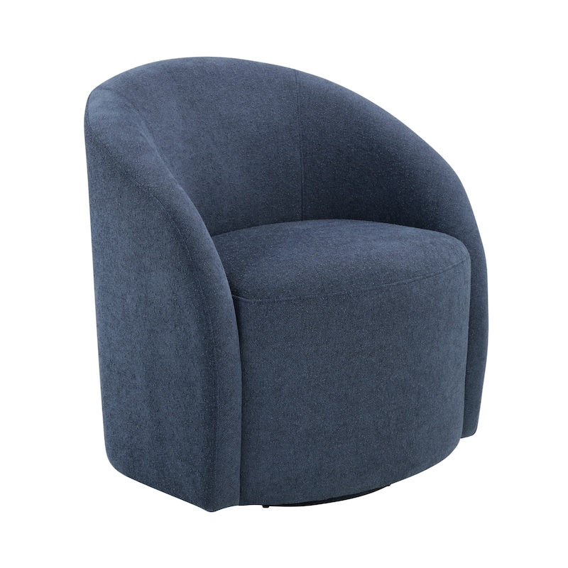 Tapestry 28.5" Boucle Swivel Chair - 360-Degree Metal Swivel Base - Blue