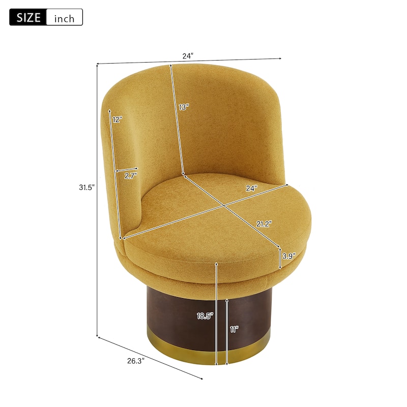 360°Swivel Accent Chair Round Swivel Chair Barrel Chair Upholstered Swivel Chair for Living Room, Bedroom or Apartment