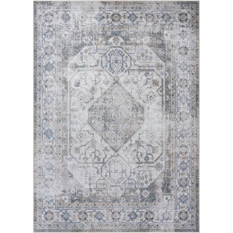 Livabliss Transitional Lillian Medallion Washable Area Rug