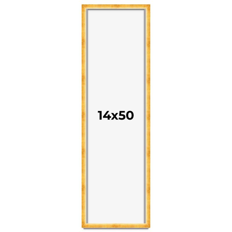 14x50 Shadow Box Frame Gold | 1.625 Inches Deep Real Wood Traditional