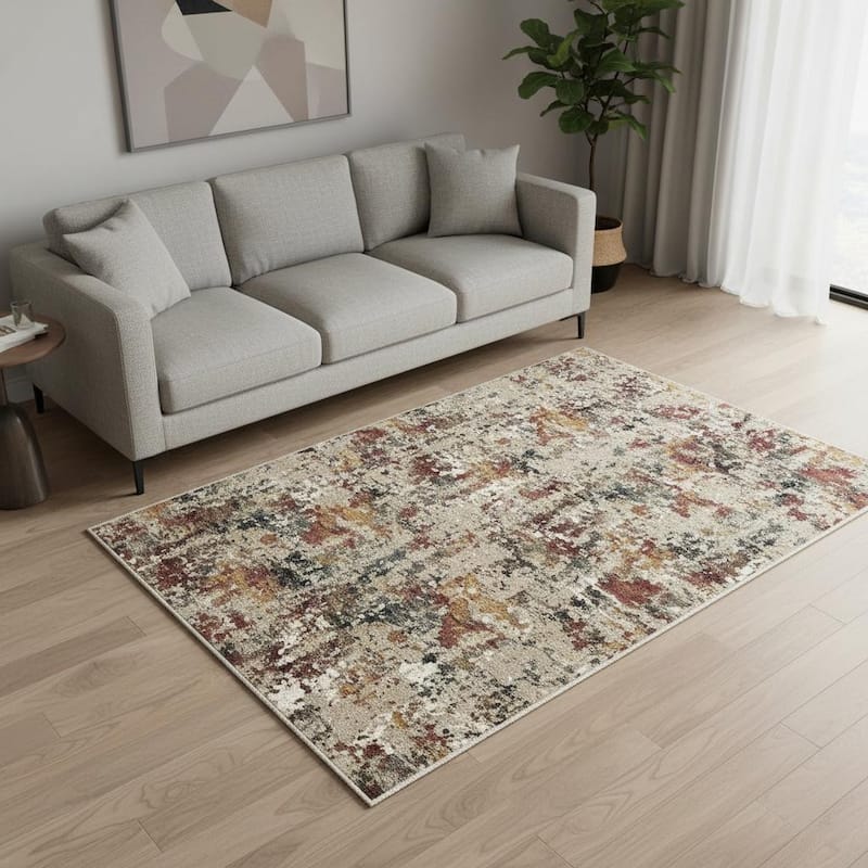 HomeRoots Abstract Modern Rectangle Area Rug - 5' X 7'