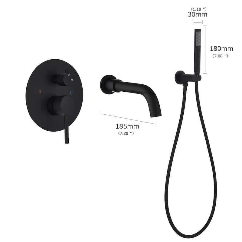 YASINU Modern Wall Mount Bathtub Shower with Handshower Tub Filler Faucet