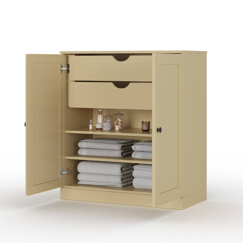 Palace Imports 100% Solid Wood 32" Bathroom Storage Cabinet with Shaker Doors, 2-Drawers and Adjustable Shelves - Yellow