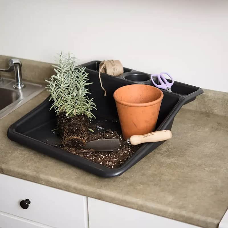 Compact Garden Tidy Tray with Shelf - 19"L x 19.5"W x 6"H; 2lbs