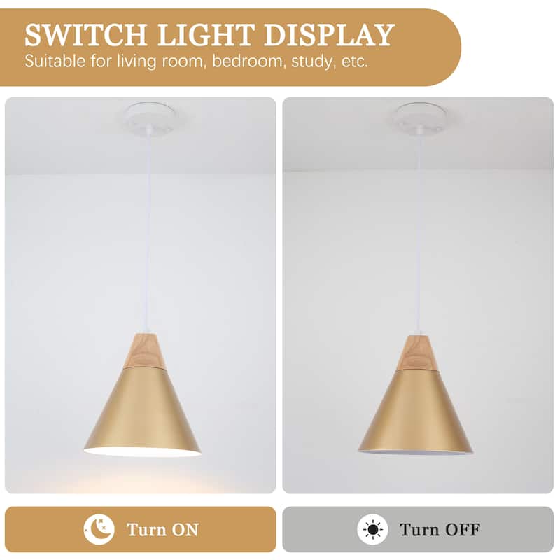 Farmhouse Pendant Light Fixture with Wood and Metal for Kitchen, Hallway,Living Room