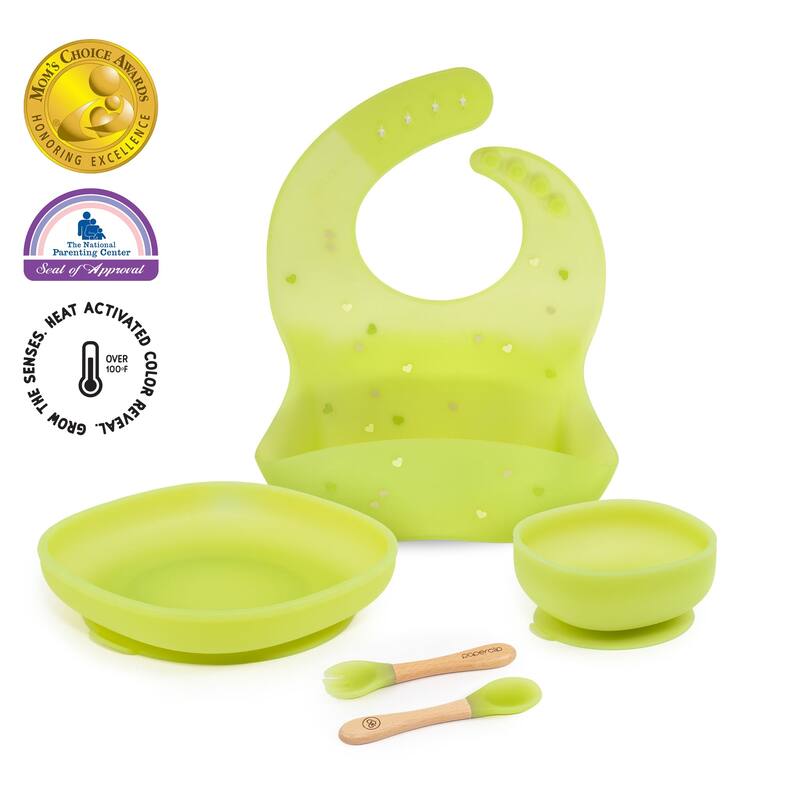 Color Changing Silicone Foodie Kit BPA Free - Aurora Green / Cloud Blue