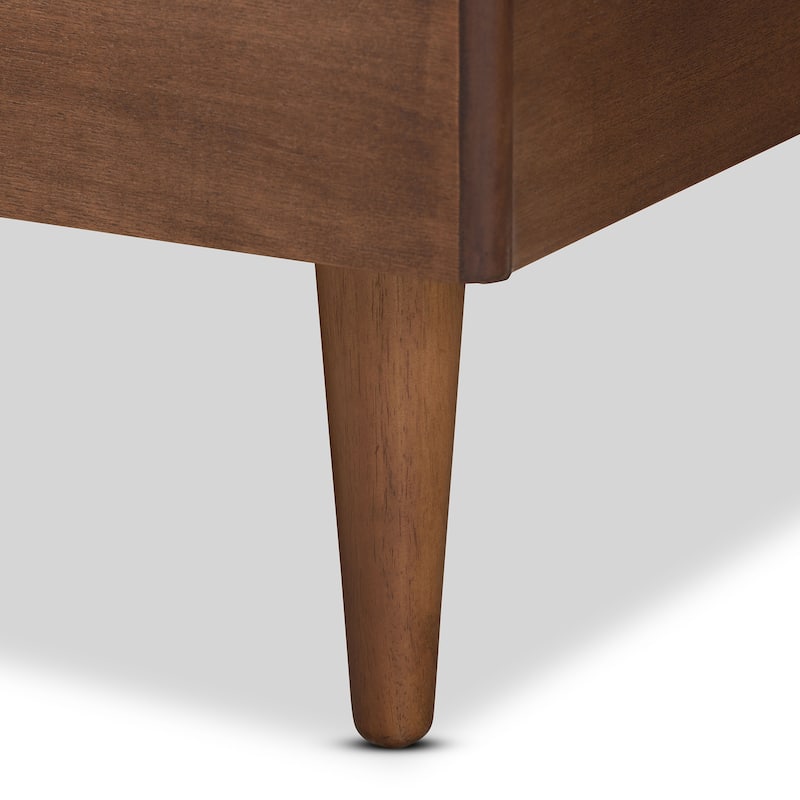 Mid-Century Modern Platform Bed - Ash Walnut Wood Full Size Bed Frame - Low Profile Bedroom Furniture