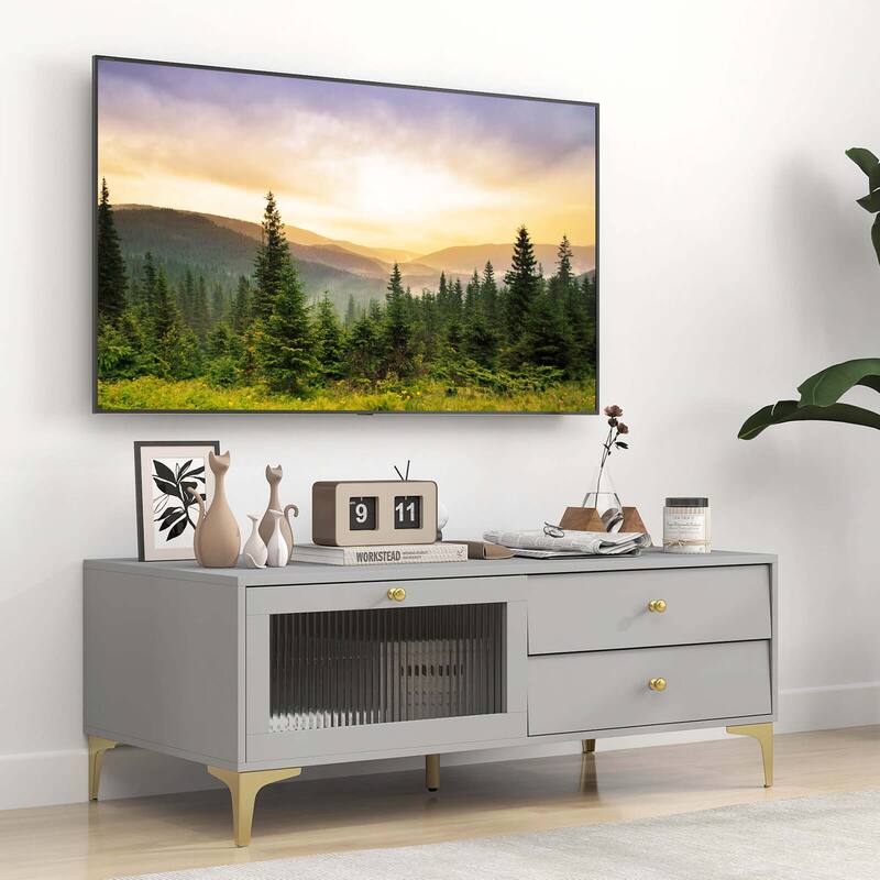 Costway Modern TV Stand for 55" TVs with Drop Down Door Cabinet 2 - See Details