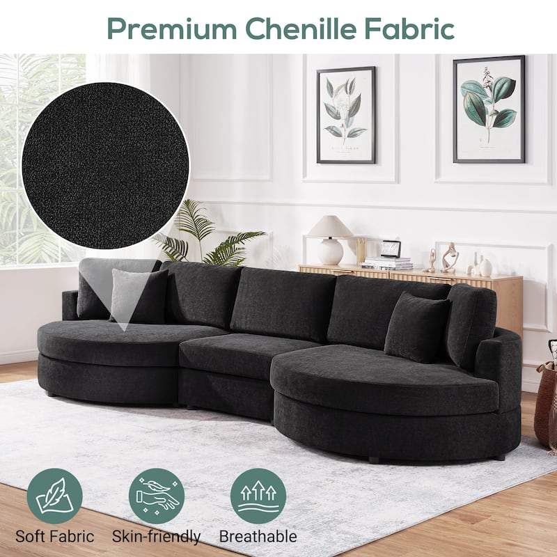 Christopher Knight Home - Xanthippe 3 Seater Upholstered Curved Design Sofa with Throw Pillow