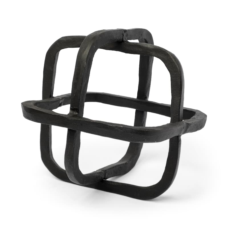 Willem Black Iron Cube Decorative Object - 8.6"L x 8.6"W x 8.6"H
