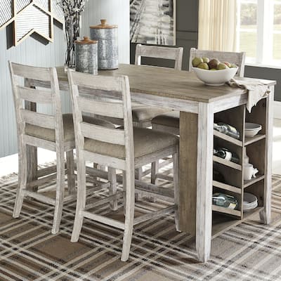 Signature Design by Ashley Dunbeg Bay White/Light Brown Counter-height Dining Table with Storage