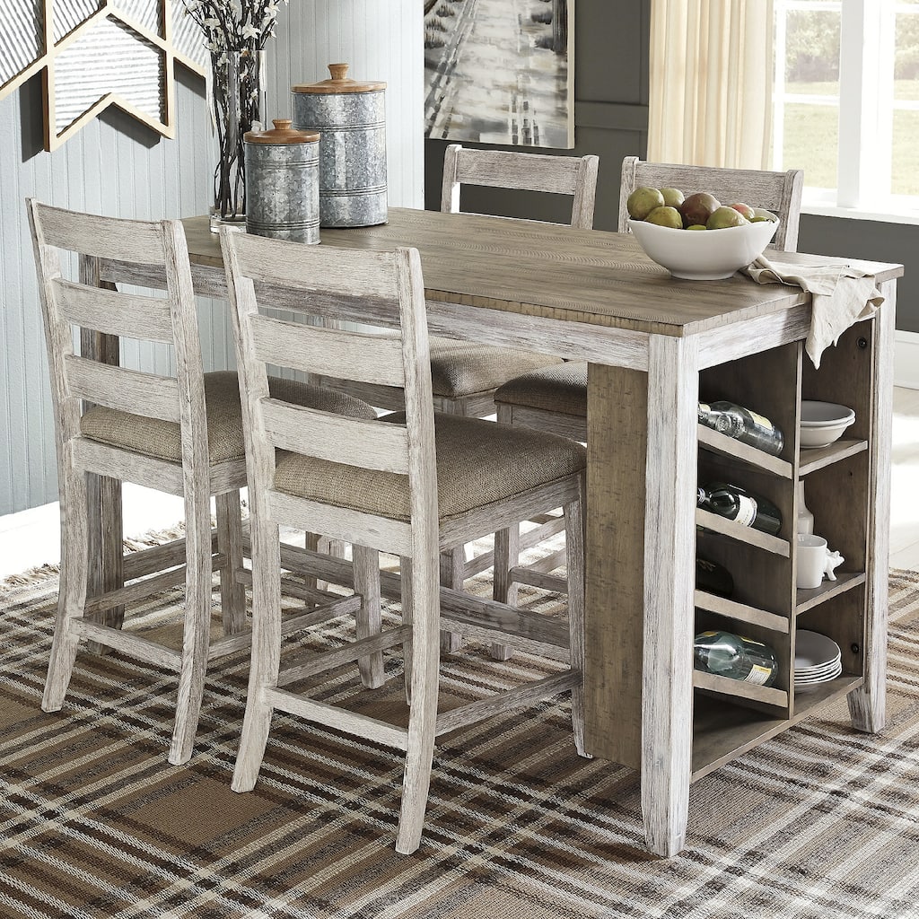 Signature Design by Ashley Dunbeg Bay White/Light Brown Counter-height Dining Table with Storage