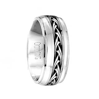 Cobalt Wedding Rings For Less Polished Cobalt Men S Wedding Band With Center Pattern Beveled Step Edges By Crown Ring