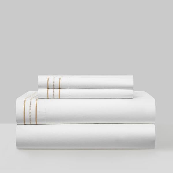 Chic Home Freia 4 Piece Solid White Cotton Sheet Set Bed Bath