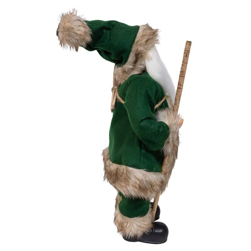Kurt Adler 18.5-Inch Kringles Winter Green Santa with cane and lamp decoration