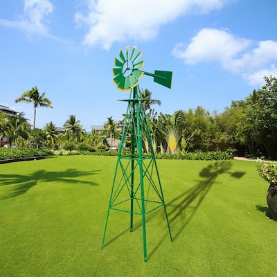 Outdoor Weather Resistant Yard Garden Windmill 8FT